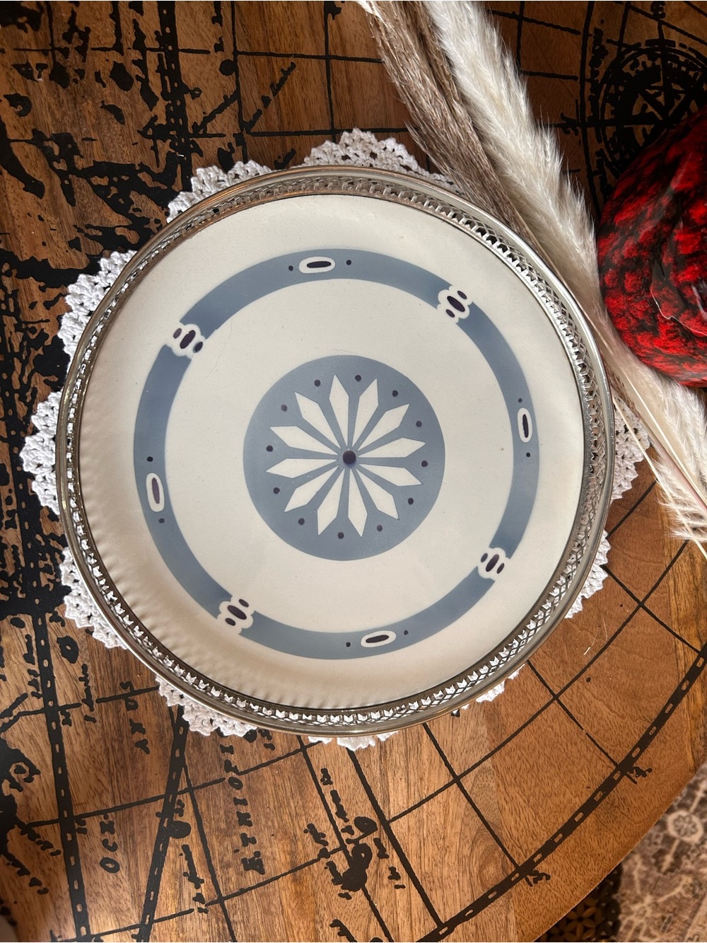 Vintage c. 1950 Schumann Bavaria Germany Porcelain Serving Tray with Sternauware